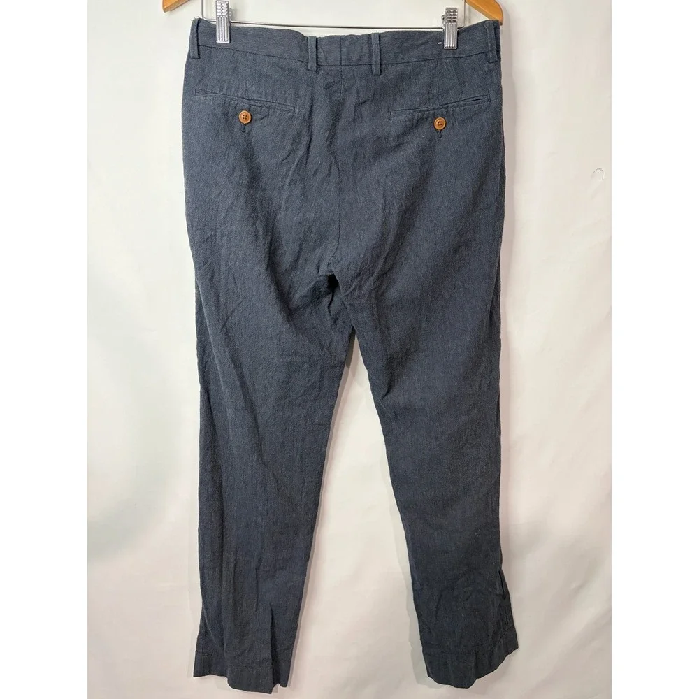 J Crew Bedford Blue Linen Cotton Blend Straight Leg Pants Men 32x30 Chino Career
